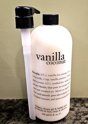 NEW Philosophy Vanilla Coconut Shampoo Shower Gel & Bubble Bath 32 oz with Pump - Image 1 of 4