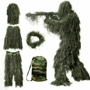 Kids 3D Ghillie Suit Woodland Camouflage Outdoor Hunting Games Clothing US - Picture 1 of 9