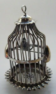 Jugendstil Puppenstube Vogelkäfig Vogel  Zubehör Metall Silber Möbel Spielzeug - Bild 1 von 5