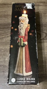 Tall Santa Candleholder Skinny Christmas Ceramic Old World Centerpiece With Box - Picture 1 of 9