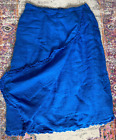 Brora cornflower blue linen skirt 14 wrap front ruffles ladies indigo vintage