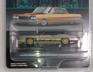 CHASE GREENLIGHT LOWRIDERS 1:64 1976 CADILLAC ELDORADO CONVERTIBLE BLACK & GOLD! - Picture 1 of 2