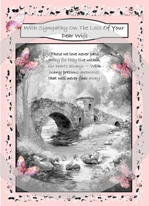 NEU Sorry For The Loss Of Your Dear Wife A5 Karte Sympathie Trauer Unterstützung - Bild 1 von 4