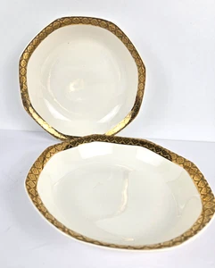 Homer Laughlin 18K Gold Rimmed Small Round Bowl 7 3/8" Set of 2 - Picture 1 of 8