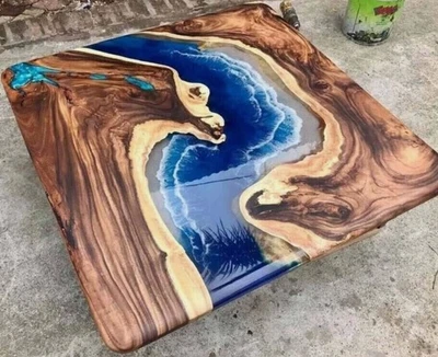 18" Coastal Inlet Acacia Wood and Resin Coffee Table Top - Image 1 of 4