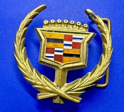 Cadillac Crown Logo Olive Branch Cutout Solid Brass 1978 Belt Buckle by Baron - Image 1 of 4