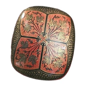 "Caja de baratijas de papel maché pintado a mano de madera lacada de Cachemira de colección India 3,5""x3""" - Imagen 1 de 12