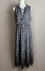 Nuevo con etiquetas Maxi Vestido Max Studio Azul Teal Floral Sin Mangas L Poliéster - Imagen 1 de 6