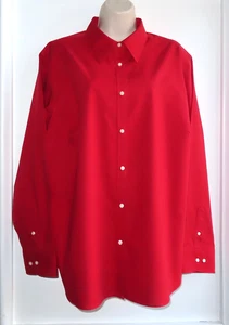 Ralph Lauren Chaps Damenhemd 100% Baumwolle bügelfrei Langarm, rot, 2X, neu ohne Etikett - Bild 1 von 3