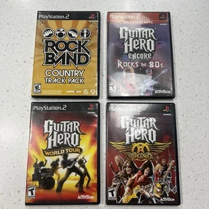 Playstation 2 PS2 Guitar Hero Game Bundle Lot ~ Country, 80’s, World Tour, Aero - Picture 1 of 4