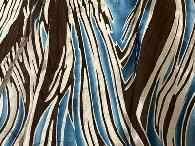 Designer Fabric Remnant Thin Silky Blue Brown Chiffon 58” X 92” - Image 1 of 4