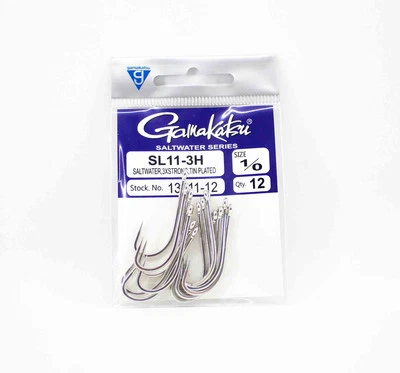 Gamakatsu 13511 SL11-3H Big Game Tin Plated Hook Size 1/0 ,12/pack (3456) - image 1 of 4