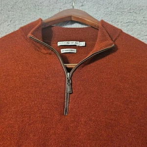 Suéter Peter Millar Hombre Grande Rojo Pull Over Cuarto Cremallera 100% Lana Merino - Imagen 1 de 9