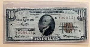 1929 Dallas Federal Reserve Bank $10 ten-dollars FR-1860-K - Picture 1 of 2