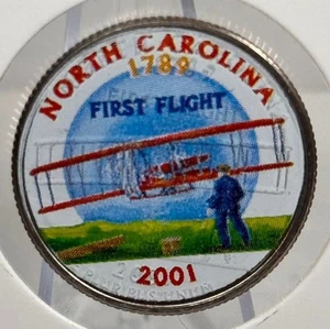 Cuarto de baño del estado de Carolina del Norte 2001-D coloreado primer vuelo hermanos Wright - Imagen 1 de 2