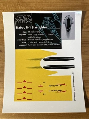 New Lego 10026 N-1 Naboo Starfighter Replacement Sticker Hyperdrive Spelling - Image 1 of 4