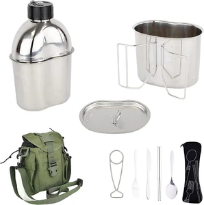 Edelstahl (FDA-konform) US G.I Style Kantinenset Kochset Camping, - Bild 1 von 12