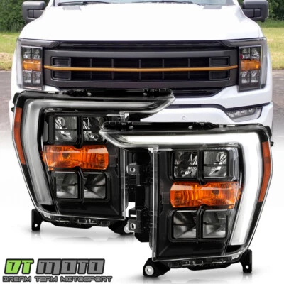 For 2021 2022 2023 Ford F150 w/ Quad LED Reflector DRL Headlights Black Trim - Image 1 of 4