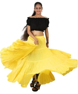 Falda de algodón para danza del vientre gitana de 4 niveles 25 yardas para mujer opción de 30 colores disponible Foto 1 de 2