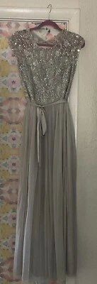 Новый Aidan Mattox серебро блестки официальный выпускное платье серебро шифона слой 8 $395 - Изображение 1 из 4