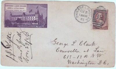 Cayuga Lake House Sheldrake New York 1886 Fancy Cancel Postal Cover ~703AE - Image 1 of 2