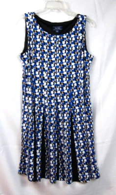 Vestido New York Clothing Co. Sin Mangas Ajuste y Acampanado Talla 12 Azul Negro Blanco Tostado Foto 1 de 4
