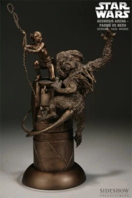 SIDESHOW STAR WARS PADME VS NEXU GEONOSIS ARENA DIORAMA EX FAUX BRONZE NEW LE 50 - Image 1 of 4