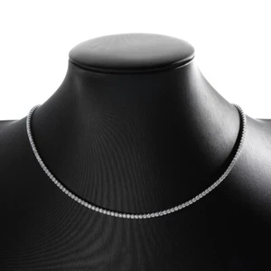 2mm D VVS1 Moissanite Tennis Necklace Choker Chain S925 Silver 18K Gold Plated - Picture 1 of 18