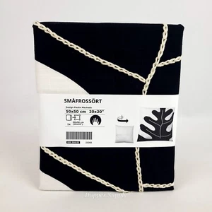 Ikea SMAFROSSORT Pillow Cushion Cover 20"x20" Leaf Embroidered Off-White Black  - Picture 1 of 6
