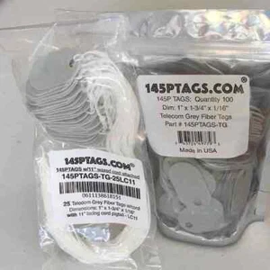 145PTAGS grau Faser Etiketten Stck 100 OEM plus Bonus 25ea mit Kabel. - Bild 1 von 2