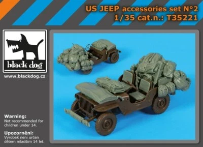 BLACK DOG SET RESINA U.S.JEEP WILLYS 1:35 T35221 - Immagine 1 di 4