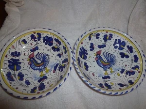 deruta seberna italy x 2 bowls-8 inch-rooster - Picture 1 of 1