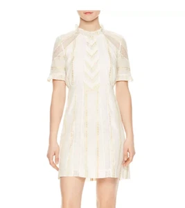 Sandro PARIS Mary Floral Embroidered Lace Trim Dress Size 38 NWT MSPR 398 - Picture 1 of 6