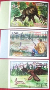 Tajikistan 2020 Hunting Fishing 3 v + labels Imperfor. MNH - Picture 1 of 1