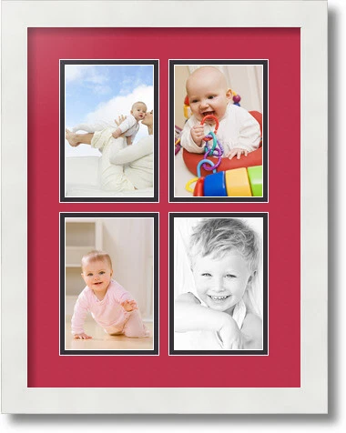 ArtToFrames Collage Mat Picture Photo Frame 4 4x6" Openings in Satin White 2 - Image 1 of 1