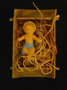 Rzadka figurka szopki kompozycji vintage - Dzieciątko Jezus w żłobie - Japonia