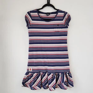 Ralph Lauren Girls Summer Dress Red Blue Striped Drop Waist Casual Size L 12/14 - Picture 1 of 8