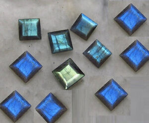 Blue Labradorite Square Faceted Cut 5x5mm To 15X15mm Natural Loose Gemstone
