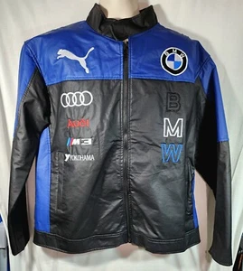 BMW Leather Jacket Blue Black Motorcycle Unisex-Jaguar-Audi-Yokohama-M3-BMW  - Picture 1 of 12