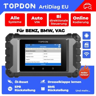 TOPDON Artidiag EU Für Mercedes Benz Profi OBD2 Diagnosegerät Scanner ECU Coding - Bild 1 von 4