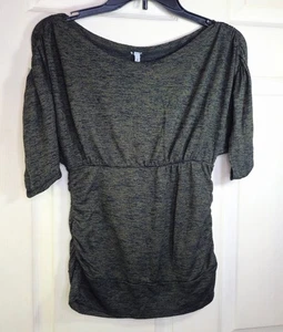 Top con ruche a maniche corte Voice Green Heather taglia media - Foto 1 di 10