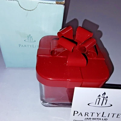 Tarro de regalo PartyLite canela bayberry vela 9,9 oz tapa de lazo rojo perfumado para vacaciones Foto 1 de 4