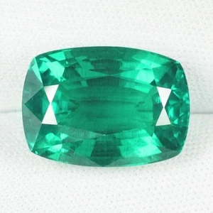 13.90 ct Extremely FINE LAB CREATED BIRON COLOMBIAN EMERALD HUGE" CUSHION BA - Picture 1 of 3