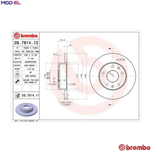2x BRAKE DISC 08.7814.11 FOR LAND ROVER FREELANDER/Soft/Top/SUV 18 K4F 1.8L 4cyl - Picture 1 of 10