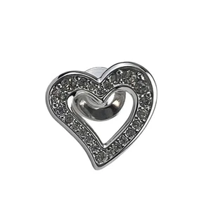 Pin de solapa de corazón centro abierto cristal transparente logotipo cisne Swarovski - Imagen 1 de 6