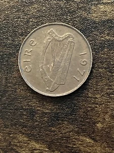 1971 Ireland 1 One Penny Copper Plated Steel Coin harp Stylized bird TB2745* - Picture 1 of 2