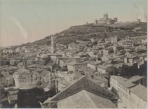 c1910 UMBRIA Photochrome Print PANORAMA of ASSISSI & HILLTOP FORTRESS ITALY - Picture 1 of 2