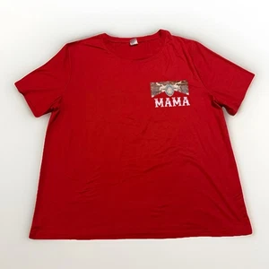 Mujer Talla 2XL Camiseta Suave Roja MAMA Western Gráfico Estampado Manga Corta Crew - Imagen 1 de 7