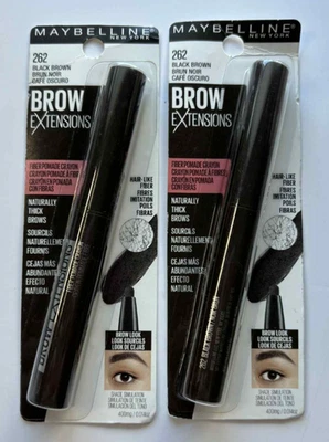 Maybelline Brow Extensions Fiber Pomade Crayon 262 Black Brown Lot of 2 - Image 1 of 2