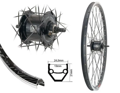 BÄRWINKEL`S Vorderrad 24" Nabendynamo Hohlkammerfelge Felgenbremse schwarz 19-507 24 Zoll